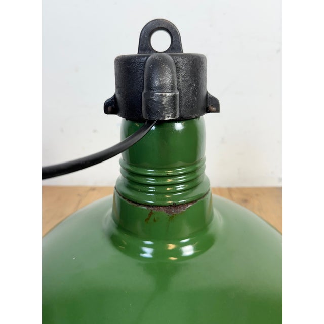 Industrial Green Enamel Factory Pendant Lamp, 1960s For Sale - Image 12 of 18