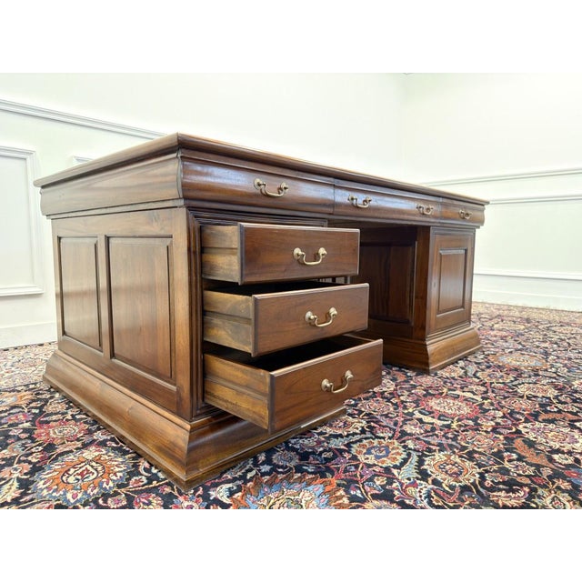 Large English Partner Desk in Teak For Sale - Image 13 of 18