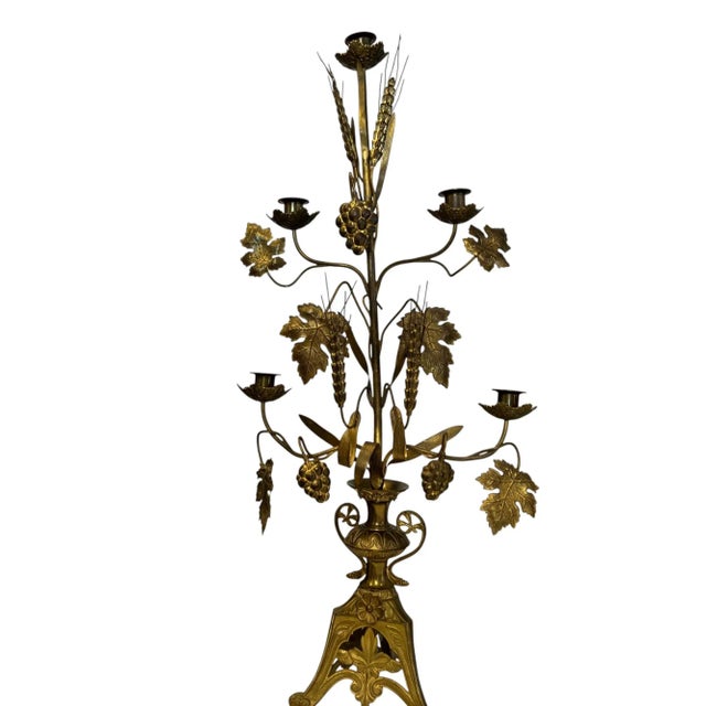 Shabby Chic Antique French Girandoles 1800s in Harvest Motifs, Pair. For Sale - Image 3 of 6