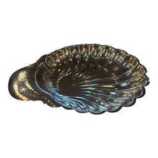 Silver-Plated Shell Centerpiece Bowl With Hammered Handle, 1970s For Sale