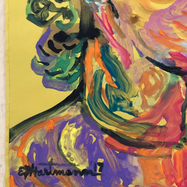 Original painting on mustard colored paper signed bottom left 12 x 18 unframed