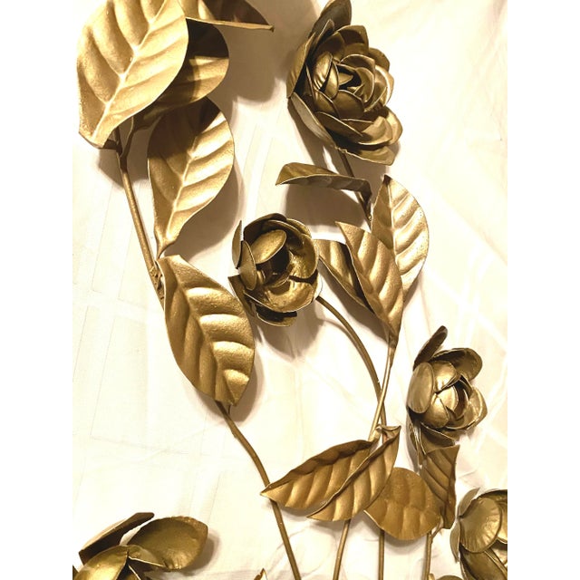 Mid-Century Modern Mid-Century Modern 1960s Large Gold Metal Floral Wall Sculpture For Sale - Image 3 of 8