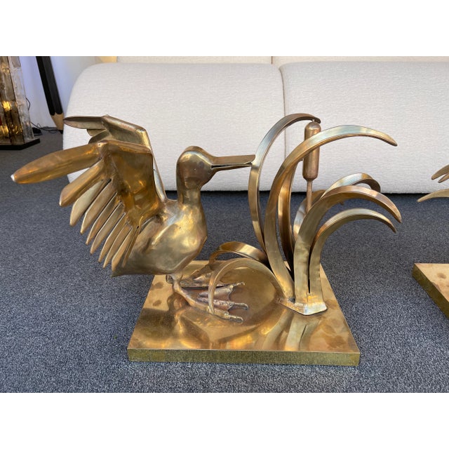 Christian Techoueyres 1970s Christian Techoueyres Bronze Pelican and Reed Coffee Table For Sale - Image 4 of 13
