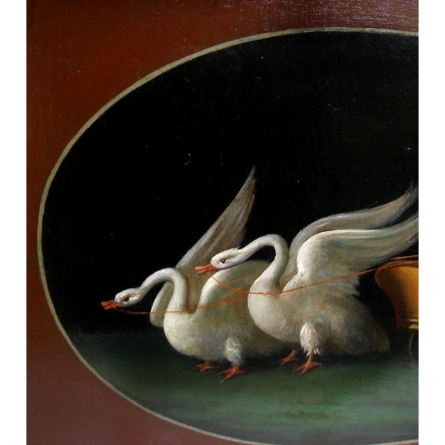 C1870 Italian Fine Antique Painting "Cupid in the Chariot of Swans" Framed For Sale - Image 4 of 7