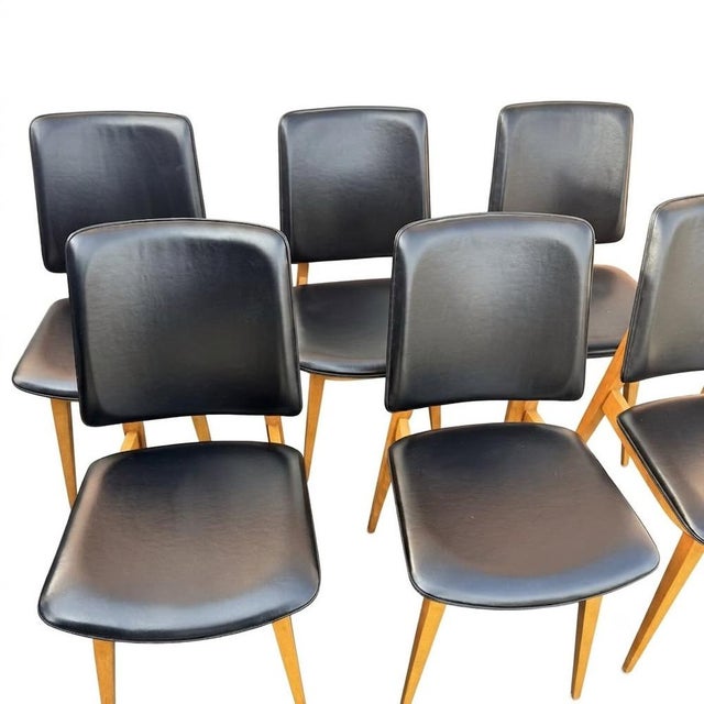 Vintage Scandinavian Chairs in Leatherette, 1960s, Set of 6 For Sale - Image 10 of 16