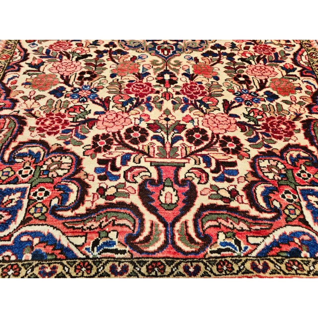Persian Vintage Persian Malayer Rug, Hand-Knotted Wool, Floral Pattern, 5x7, Ivory & Navy For Sale - Image 3 of 18
