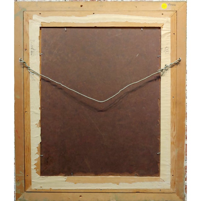 Red Mancini 1960s Nude Brunette Wearing a Red Hat -Oil Painting For Sale - Image 8 of 9