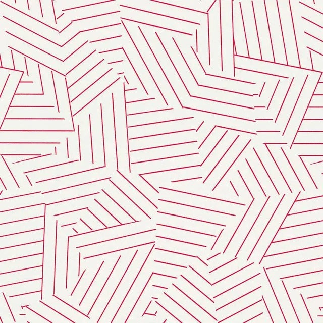 Schumacher Sample - Schumacher Deconstructed Stripe Geometric Wallpaper in Red For Sale - Image 4 of 4