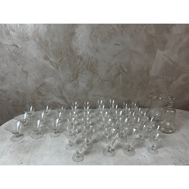 Glass Vintage Crystal Glasses, 1940s, Set of 43 For Sale - Image 7 of 18