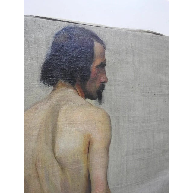 20th Century Robert Whitmore Oil Painting, "Male Model" For Sale - Image 4 of 12