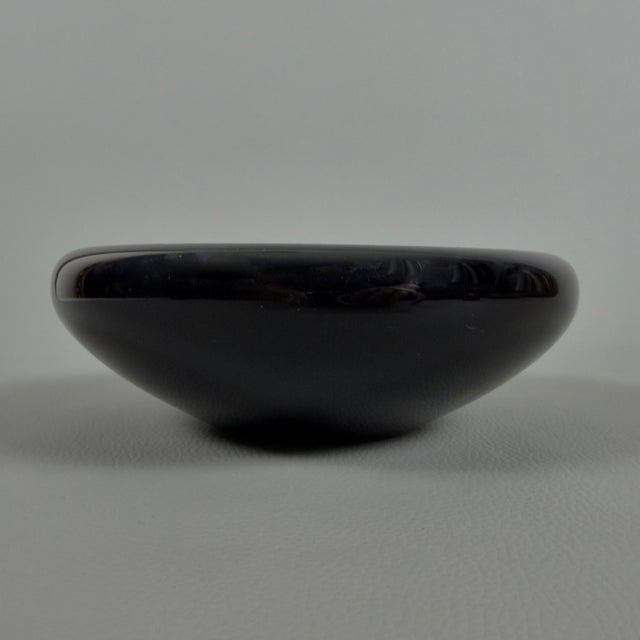Modern Glossy Black Murano Glass Pocket Empty Bowl, 1970s For Sale - Image 3 of 9