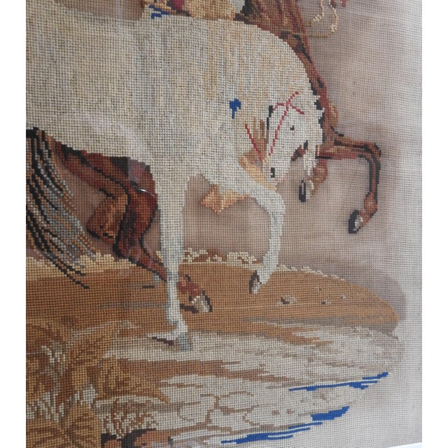 Antique Arabian Horse Needlepoint Tapestry For Sale - Image 4 of 6