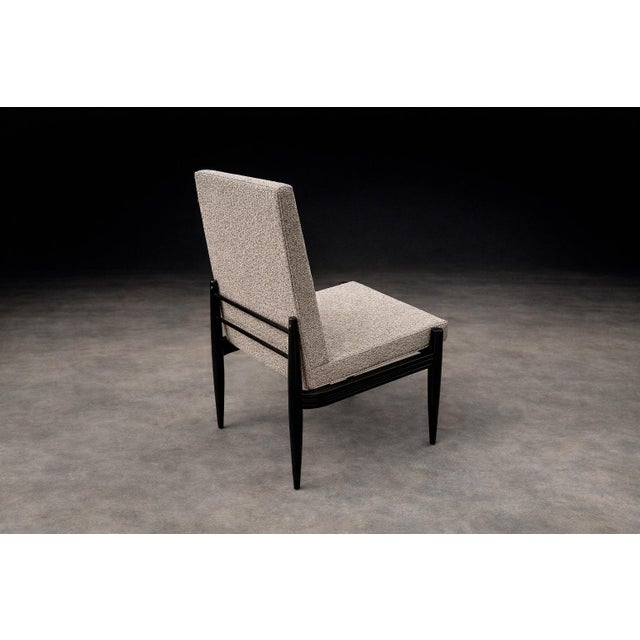 Cimo, Brazil — Set of 8 Mid-Century Dining Chairs in Ebonized Hardwood With Warm Ivory Bouclé, 1950s For Sale - Image 13 of 14