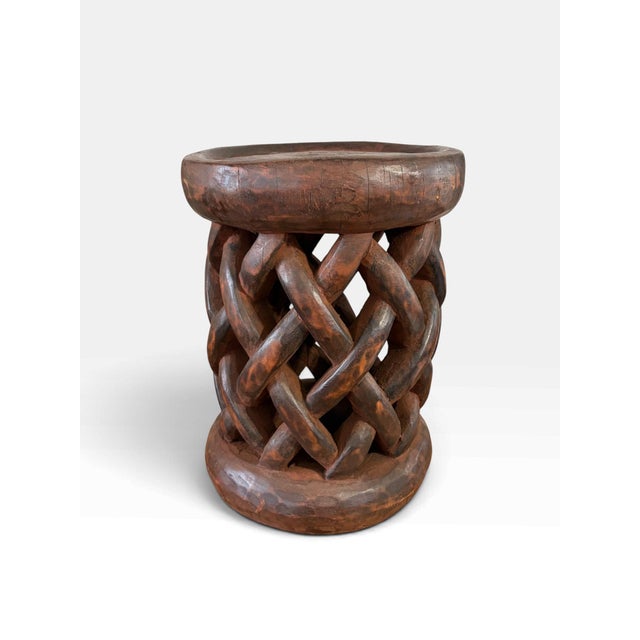 Vintage Tribal Nobility Bamileke Braided Stool/Table Cameroon 15" H For Sale - Image 4 of 9