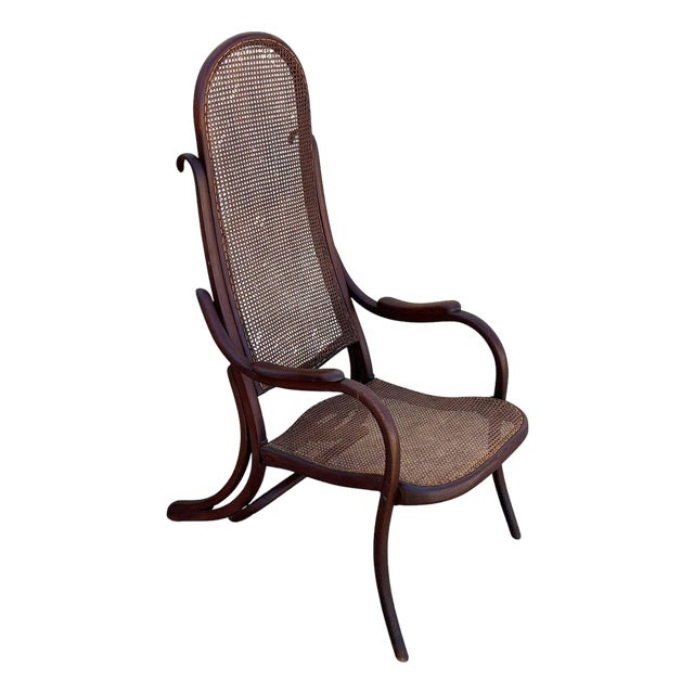 Rare Vienna Secession Bent Oak & Cane Easy Chair No. 01 Attributed to Thonet For Sale