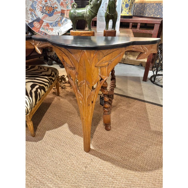 Art Deco Pair Carved Wood Consoles in the Style of Serge Roche For Sale - Image 3 of 9