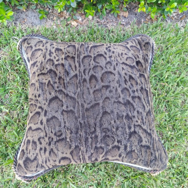 Maitland - Smith Vintage Maitland Smith Heavy Braided Iron Tassel Lion Head Corner Cheetah Foot Stool Ottoman For Sale - Image 4 of 9