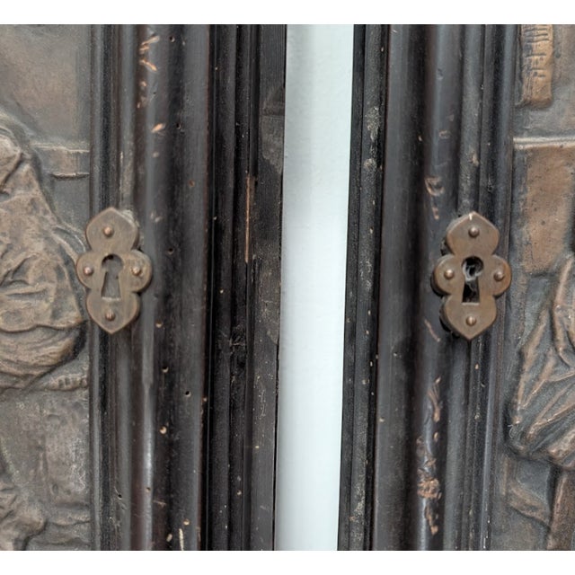 Pair of Antique Continental Repoussé Cabinet Doors After David Teniers, C. 1880-1910 For Sale - Image 9 of 10