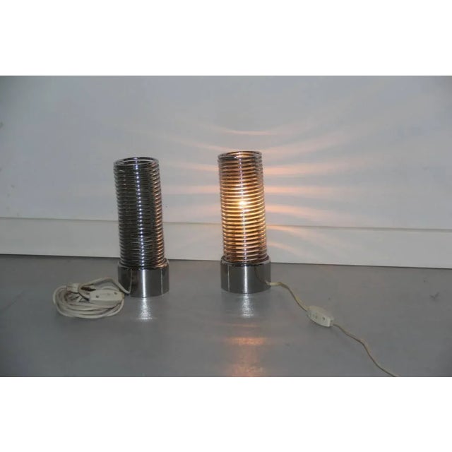 Guzzini Steel Spiral Table Lamps by Targetti Sankey for Guzzini, 1970s, Set of 2 For Sale - Image 4 of 6