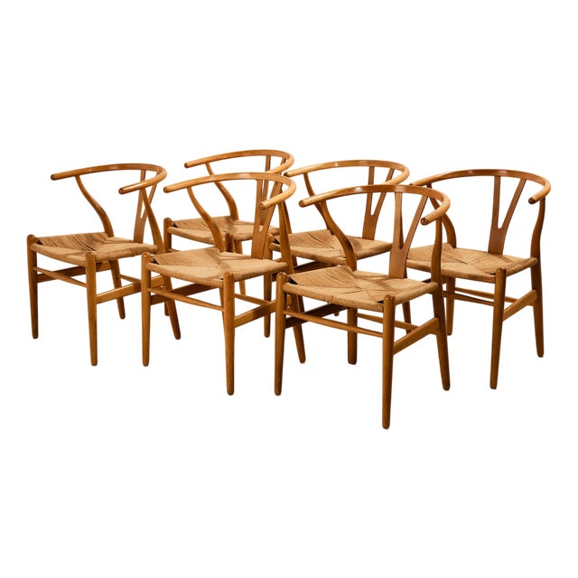 Wishbone Chair by Hans J. Wegner for Carl Hansen & Søn, 1960s, Set of 6 For Sale