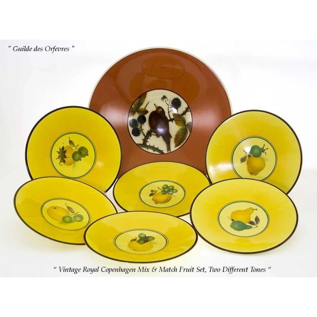 1950s 1950’s Vintage Royal Copenhagen Fruit Yellow Orange Decoration Plates- Set of 7 For Sale - Image 5 of 12