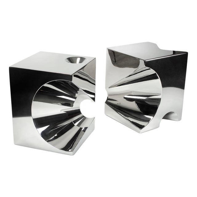 Get Lost! C4 and C5 Side Tables in Stainless Steel by Barberini & Gunnell, Set of 2 For Sale