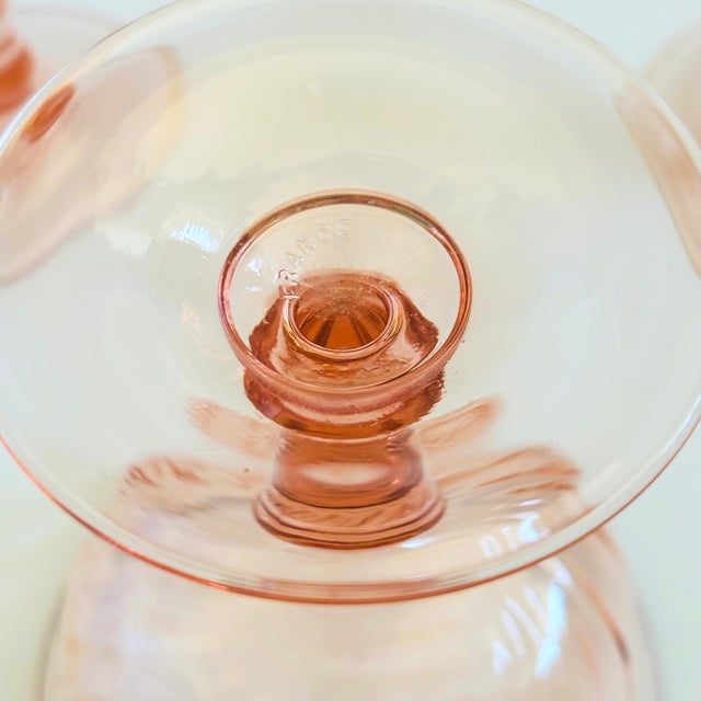 Pink Swirl Coupe Glasses - Set of 6 - France For Sale - Image 9 of 9