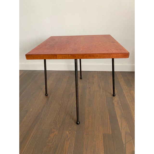 Mid-Century Modern Swivel Top Iron Leg Table For Sale - Image 4 of 11