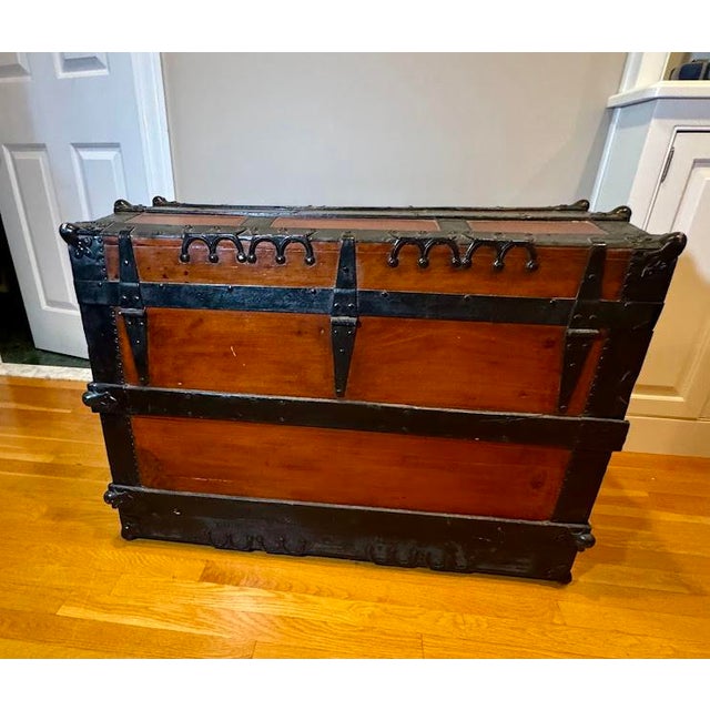 19th Century Antique E.J. Jones New York Dome Top Steamer Trunk For Sale In Providence - Image 6 of 10