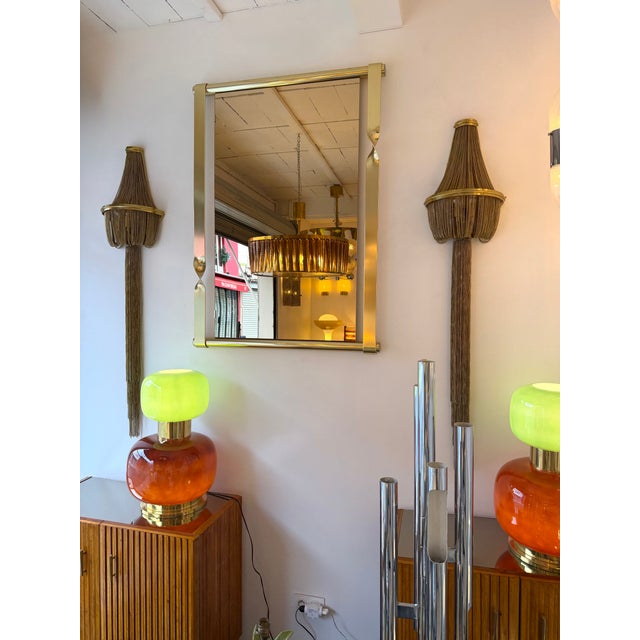 Brass Mirror Pink Copper Glass by Luciano Frigerio, Italy, 1970s For Sale - Image 12 of 13
