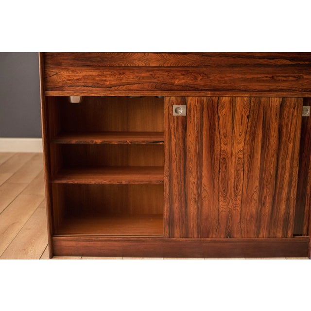 Vintage Rosewood Danish Modern Dry Bar Credenza Cabinet For Sale - Image 4 of 13
