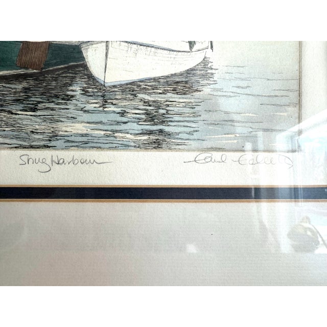 Metal Vintage Puget Sound Etching “Snug Harbor” San Juan Seattle PNW Carol Collette For Sale - Image 7 of 11