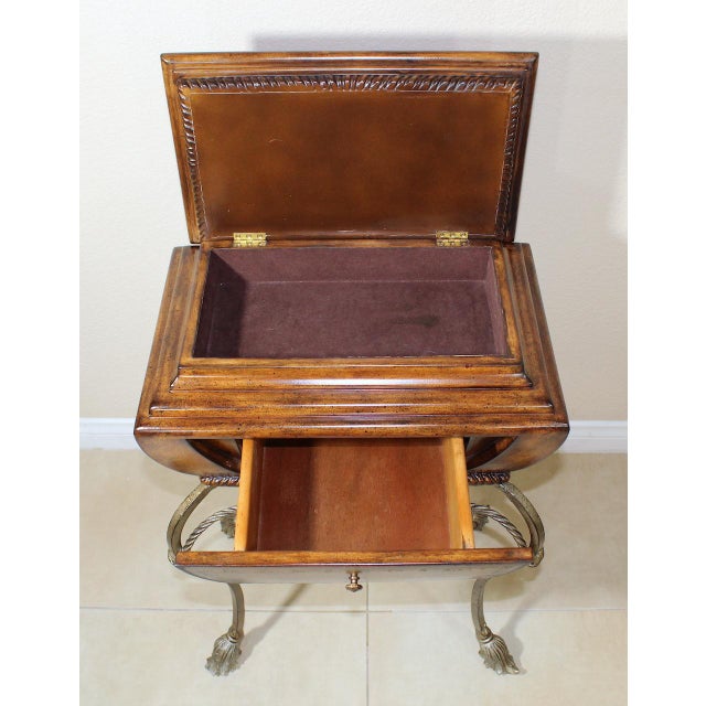1980s Maitland Smith Vintage Gilt Steel Rope Vanity Table - French Style With Tassel End Legs and Lift-Top Storage For Sale - Image 9 of 12