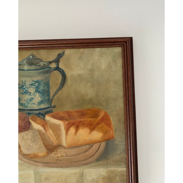 Antique Still Life of Bread and Apples Artist Unknown For Sale - Image 6 of 9