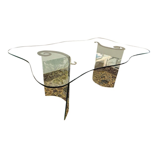 Post Modern Tempered Glass Dining Room Table For Sale