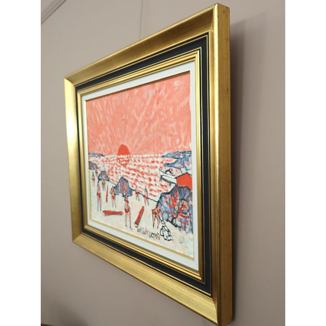 Mid 20th Century Mid-Century Modern 'Coral Sunset' Original Coastal Landscape Oil Painting by Swedish Artist Uno Vallman (1913-2004), Framed For Sale - Image 5 of 13