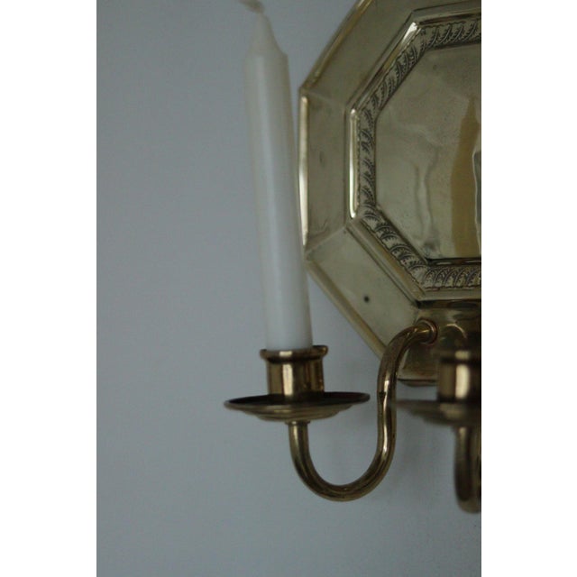 Swedish Octagonal Brass Double Arm Sconces, Set of 2 For Sale - Image 16 of 18