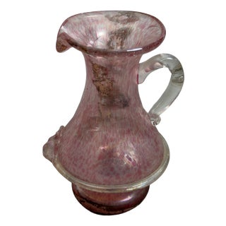Murano Glass Jug with Pink Hollow Effect and Vintage Lion by V. Nason, 1960s For Sale