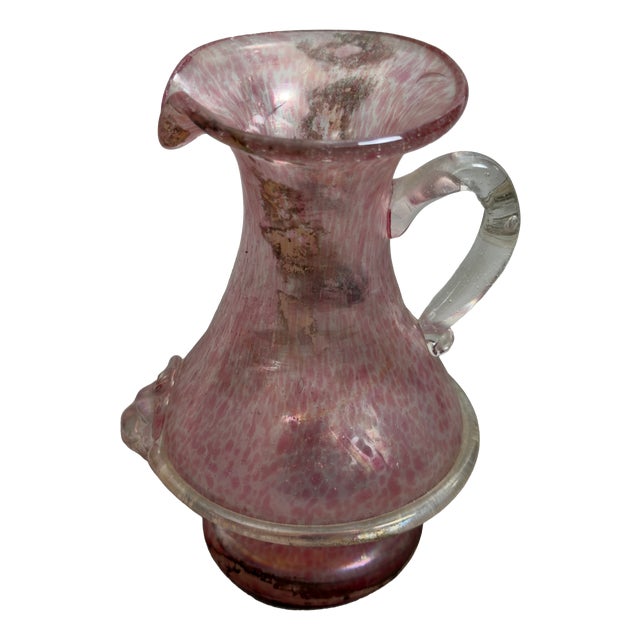 Murano Glass Jug with Pink Hollow Effect and Vintage Lion by V. Nason, 1960s For Sale
