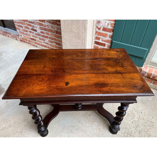 Antique English Barley Twist Writing Table Library Desk Jacobean Walnut C1880 For Sale In Dallas - Image 6 of 18