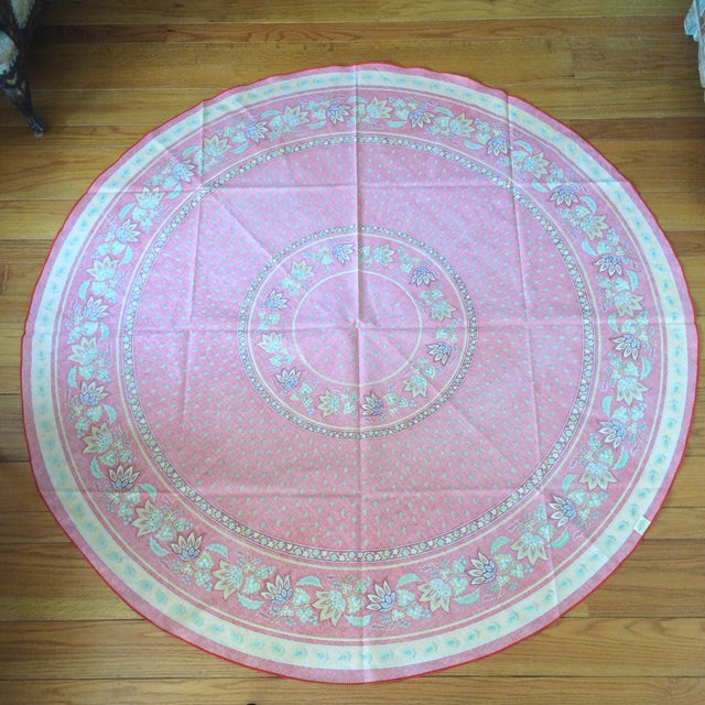 Red French 70 Inch Round Bistro Tablecloth 100 Cotton Made in France