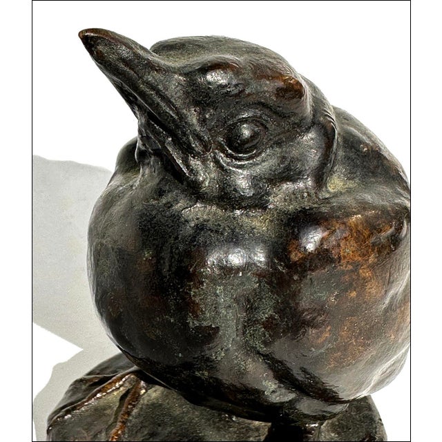 Late 19th Century Paul Wayland Bartlett Antique Cast Bronze Baby Robin Bird Sculpture For Sale - Image 5 of 10