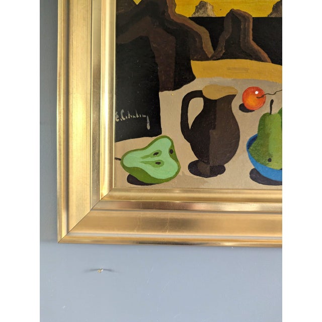 Paint Vintage 'Surrealist Still Life' Original Still Life Landscape Tempera Painting by Swedish Artist Eric Cederberg (1897-1984), Framed For Sale - Image 7 of 12