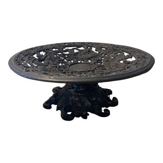 Vintage Cast Iron Decorative Pedestal Art Piece With Gods and Goddesses For Sale