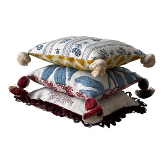 Schumacher, Sanderson, Sanderson, Chelsea Textiles Lavender-Filled Decorative Pillows - Set of 3 For Sale