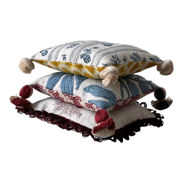 Schumacher, Sanderson, Sanderson, Chelsea Textiles Lavender-Filled Decorative Pillows - Set of 3 For Sale