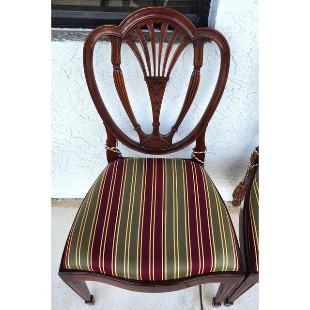 Brown Hepplewhite Shield Back Mahogany Chairs Set of 6 For Sale - Image 8 of 15