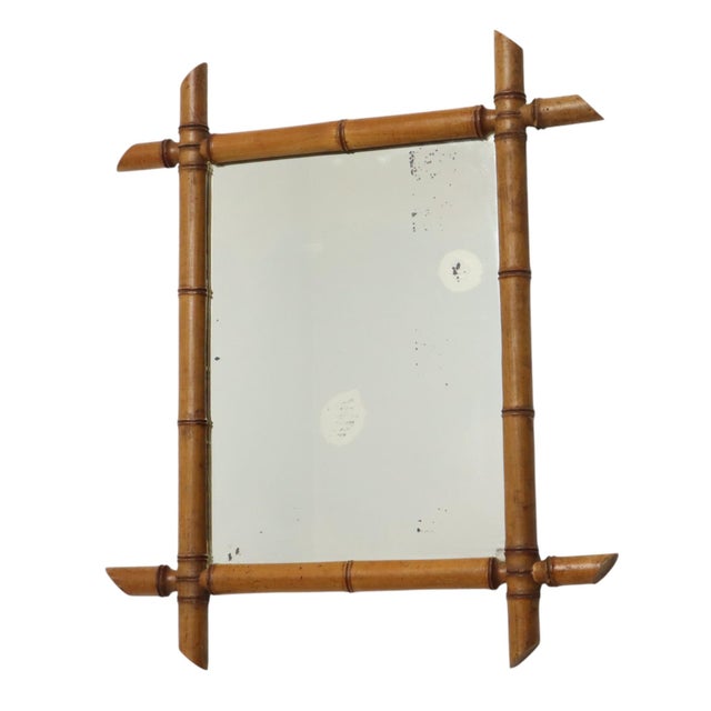 French Chinoiserie Faux Bamboo Mirror in Wood, 1920s For Sale - Image 11 of 18