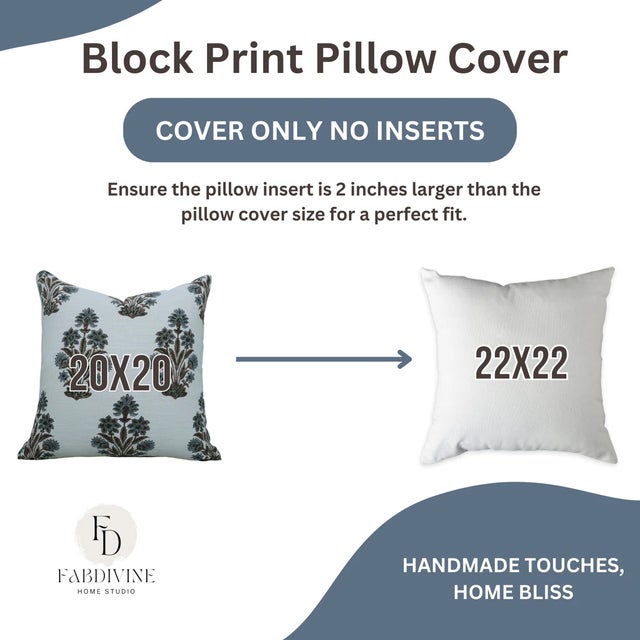 Not Yet Made - Made To Order Fabdivine Handmade Block Print Throw Cushion Cover 20x20 Inch Off-White Linen-Morpankh For Sale - Image 5 of 5