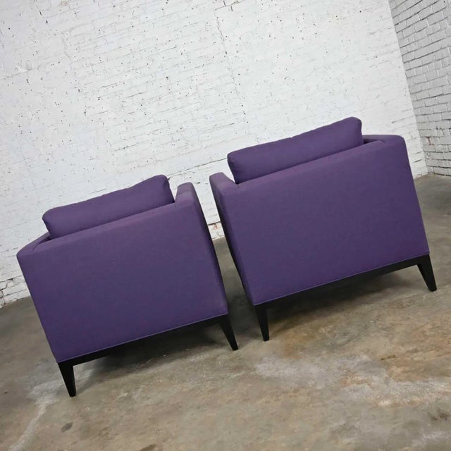 Modern Purple Plum Tone Tuxedo Style Club Chairs by Baker a Pair For Sale - Image 6 of 13
